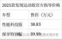 新款路虎发现运动版配置