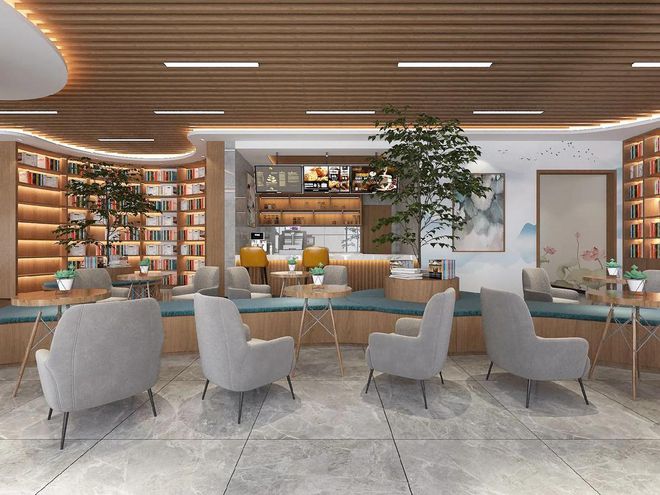 静谧阅读空间：书店装修效果图精选(图2)