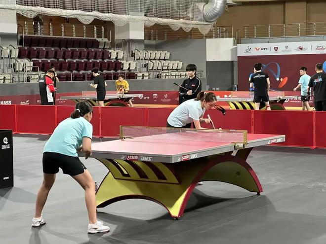 多哈世乒赛栗色球台亮相国乒队员提前尝鲜